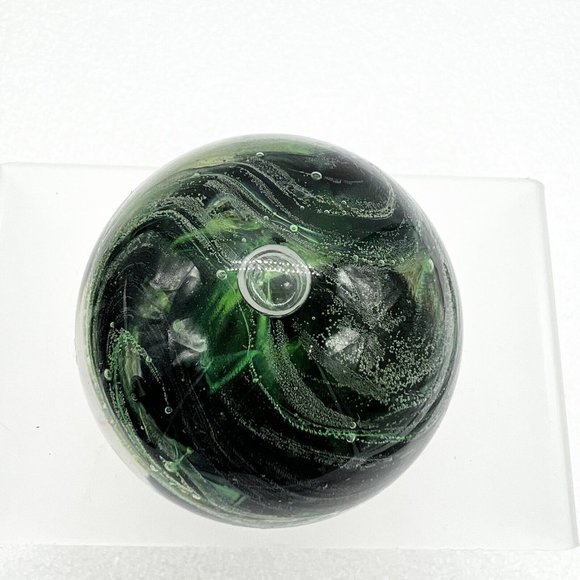 Kerry Glass Green Paperweight Guaranteed Irish Pontic And Labels - Picture 4 of 5